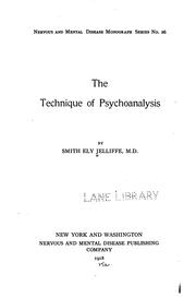 Cover of: The technique of psychoanalysis
