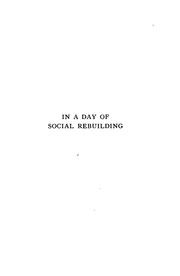 Cover of: In a day of social rebuilding: lectures on the ministry of the church