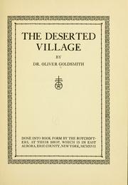 Cover of: The deserted village