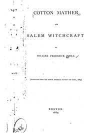 Cotton Mather and Salem witchcraft by William Frederick Poole