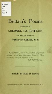 Cover of: Brittain's poems by I. J. Brittain