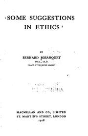 Cover of: Some suggestions in ethics by Bernard Bosanquet