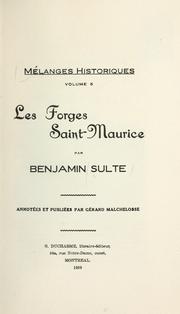 Cover of: Mélanges historiques: études éparses et inédites de Benjamin Sulte
