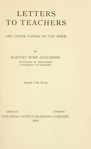 Cover of: Letters to teachers: and other papers of the hour
