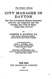 Cover of: City manager in Dayton by C. E. Rightor
