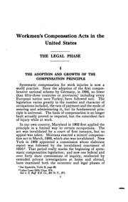 Cover of: Workmen's compensation acts in the United States: the legal phase.