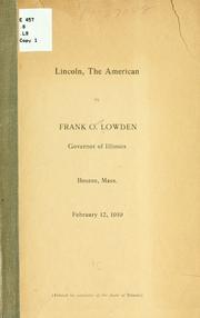 Cover of: Lincoln, the American