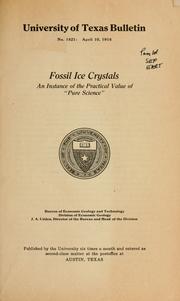 Cover of: Fossil ice crystals: an instance of the practical value of "pure science"