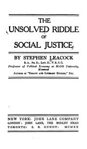 Cover of: The unsolved riddle of social justice