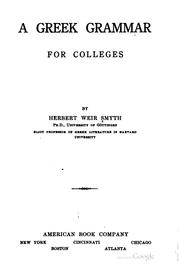 Cover of: A Greek grammar for colleges