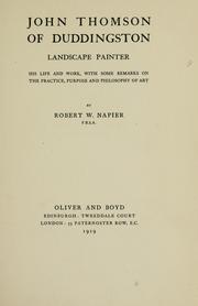 Cover of: John Thomson of Duddington, landscape painter by Robert W. Napier