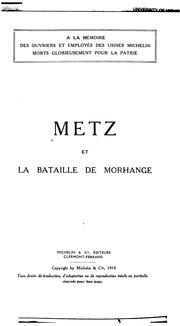 Cover of: Metz et la bataille de Morhange. by 