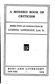Cover of: A modern book of criticism
