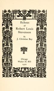 Cover of: Echoes of Robert Louis Stevenson