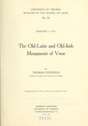 Cover of: The old-Latin and old-Irish monuments of verse