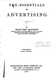Cover of: The essentials of advertising by Frank Le Roy Blanchard