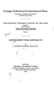 Cover of: Government war contracts