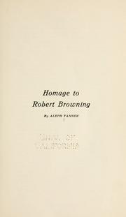 Cover of: Homage to Robert Browning
