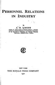 Cover of: Personnel relations in industry