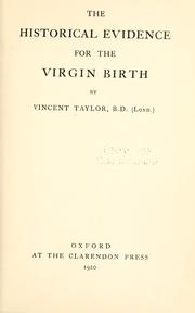 Cover of: The historical evidence for the virgin birth