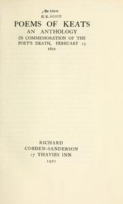 Cover of: Poems of Keats: an anthology in commemoration of the poet's death, February 23, 1821.