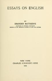 Cover of: Essays on English by Brander Matthews