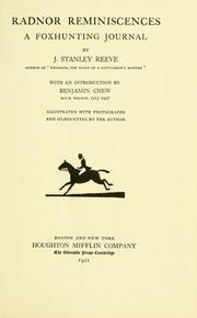 Cover of: Radnor reminiscences: a foxhunting journal