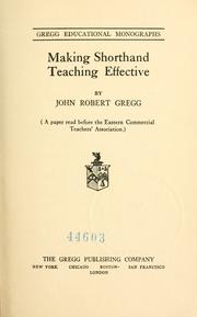 Cover of: Making shorthand teaching effective