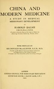 Cover of: China and modern medicine: a study in medical missionary development