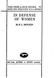 Cover of: In defense of women by H. L. Mencken