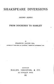 Cover of: Shakspeare diversions: second series, from Dogberry to Hamlet