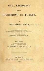 Cover of: Epea pteroenta, or, The diversions of Purley by John Horne Tooke
