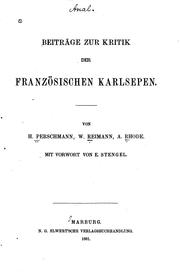 Cover of: Beiträge zur Kritik der französischen Karlsepen.