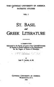 St. Basil and Greek literature by Jacks, L. V. (Leo Vincent), 1896-