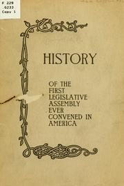 Cover of: The father of representative government in America.