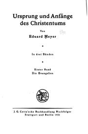 Cover of: Ursprung und Anfänge des Christentums by Eduard Meyer