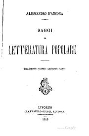 Cover of: Saggi di letteratura popolare. by Alessandro D'Ancona