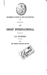 Cover of: Le droit international.: La guerre.