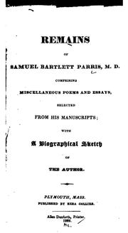 Cover of: Remains of Samuel Bartlett Parris, M.D
