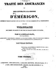 Cover of: Traité des assurances et des contrats à la grosse d'Émérigon