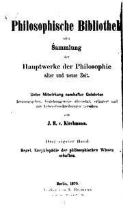 Cover of: Encyklopädie der philosophischen Wissenschaften im Grundrisse. by Georg Wilhelm Friedrich Hegel