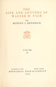 Cover of: The life and letters of Walter H. Page