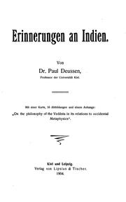 Cover of: Erinnerungen an Indien. by Paul Deussen