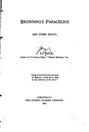 Cover of: Browning's Paracelsus and other essays.