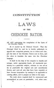 Cover of: Compiled laws of the Cherokee Nation