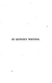 Cover of: De Quincey's writings.