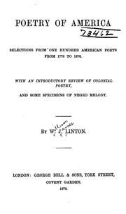 Cover of: Poetry of America: selections from one hundred American poets from 1776 to 1876.