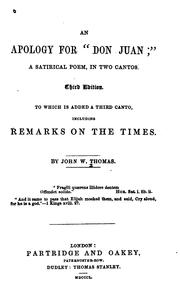 Cover of: An apology for "Don Juan" by John Wesley Thomas