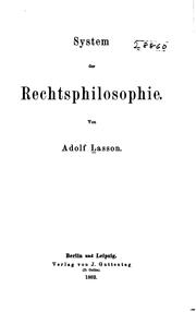 Cover of: System der rechtsphilosophie