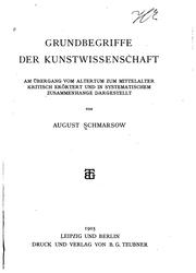 Cover of: Grundbegriffe der kunstwissenschaft am übergang vom altertum zum mittelalter by Schmarsow, August
